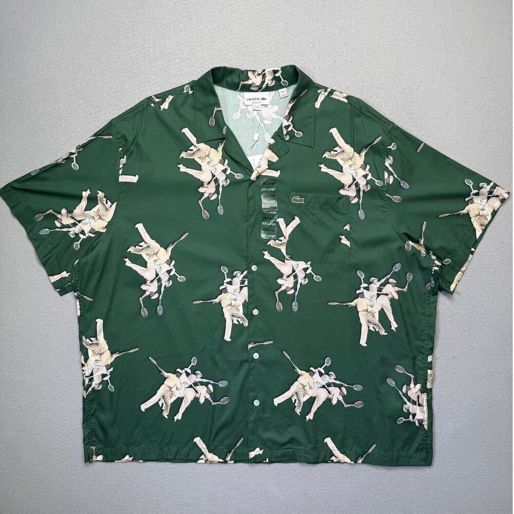 Lacoste Men's Relaxed-Fit Rene Short-Sleeve Shirt Green 46R/XXL $140